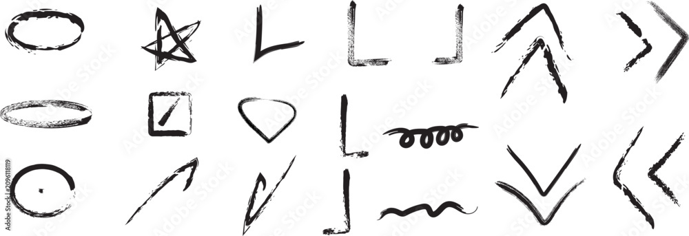 Fototapeta premium Symbols and Icons in Various Shapes and Styles for Design Use
