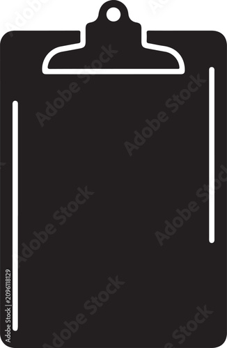 Office Clipboard Black Silhouette Isolated on White Background.