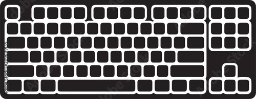 Wireless Computer Keyboard Black Silhouette Isolated on White Background