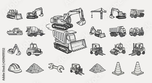 Canvastavla Heavy machinery and construction equipment displayed outdoors on a site