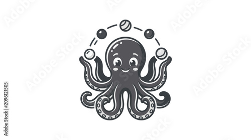 Photos Octopus with bubbles illustration graphic.