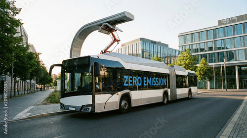 Electric City Bus Charging at Pantograph Station