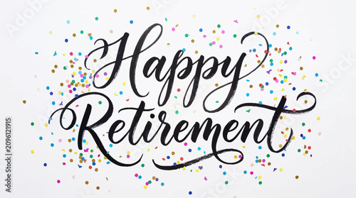 Happy retirement celebration with confetti.