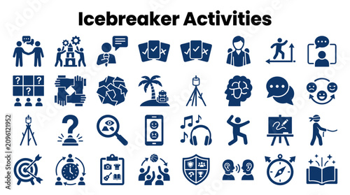 Canvastavla Collection of diverse icebreaker activities icons representing team building and