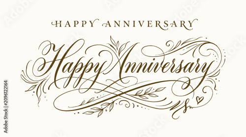 Elegant Happy Anniversary Greeting Card Design.