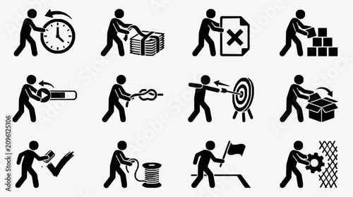 Tableau sur toile Illustrated Daily Productivity Icons.