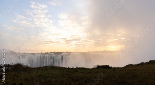 sunrise over Victoria Falls from the Zimbabwe side, Zimbabwe, Africa