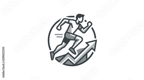 Εκτύπωση καμβά Man Running Upward on Arrows Fast.