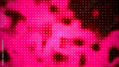 Vibrant pink background with fuzzy pattern and uniform grid of glowing white dots