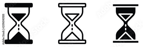 Foto Hourglass vector icon set, sandglass timer symbol for time management and countd