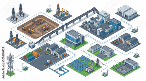 Konstfotografi Industrial Factory Complex With Buildings.