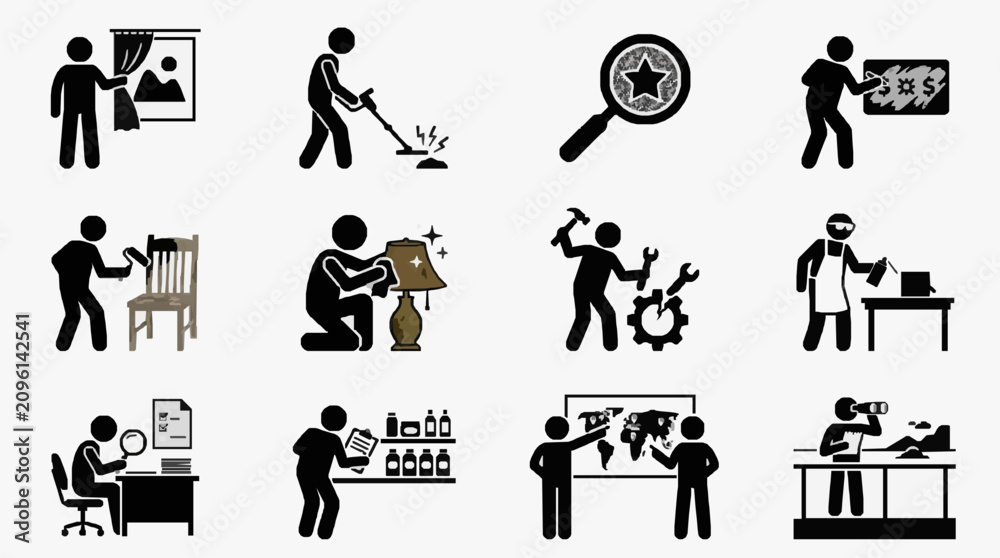 Obraz premium Illustrated Workplace Creativity Process.