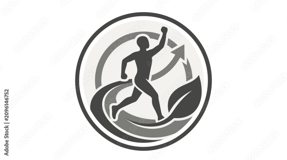 Obraz premium Man Running in Circular Eco Symbol.