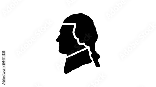 Schilderij op canvas Black silhouette profile icon of George Washington isolated on a white background