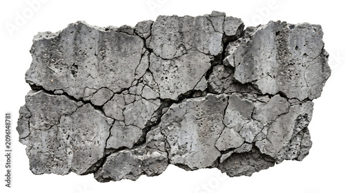 A close-up view of a cracked and weathered concrete surface with a rough texture transparent background cut out