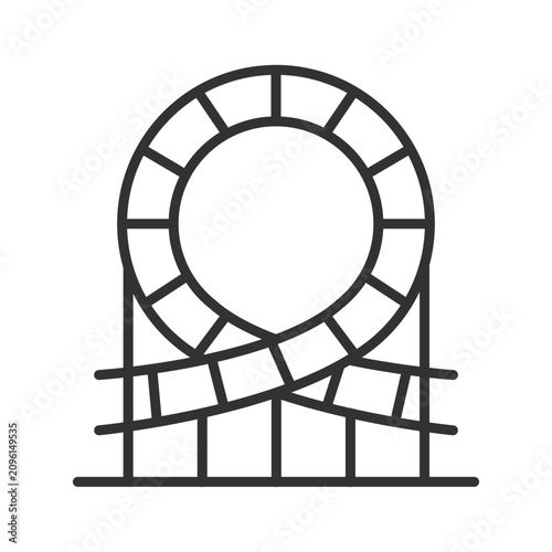 Billede på lærred Roller coaster loop icon in line design