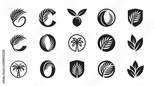 Collection of Minimalist Palm Tree and Leaf Logos.