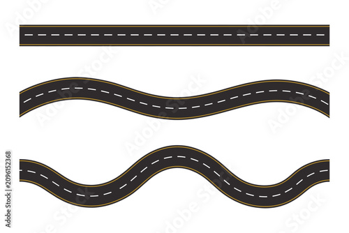 Foto Vector asphalt road set featuring realistic roadway clipart elements, seamless p