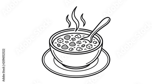 Canvastavla Steaming bowl of oatmeal breakfast cereal.