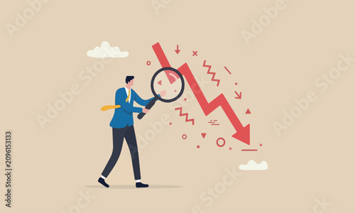 Photos Market crash analysis from failure or crisis and recession data, analyze or meas
