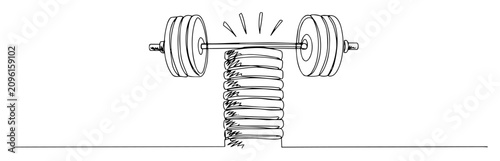 Fotografía barbell crushing spring weight metaphor illustration