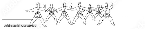 Tableau sur toile group martial arts training synchronized movement