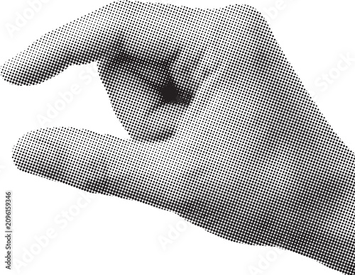  Halftone Hand gesture showing a small amount or pinch size