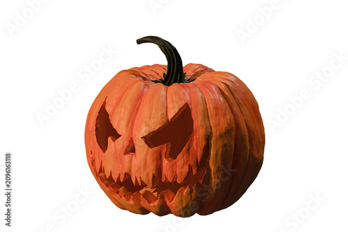 3D illustration of carved pumpkins for a Jack O'Lantern. 3D rendering of a Halloween pumpkin isolated on a transparent background. PNG file.