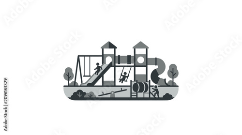 Slika na platnu Playground with kids on equipment.