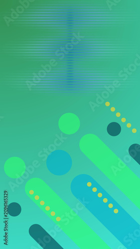 Abstract Green and Blue Geometric Background with Gradient Shapes in Portrait (9:16) Format