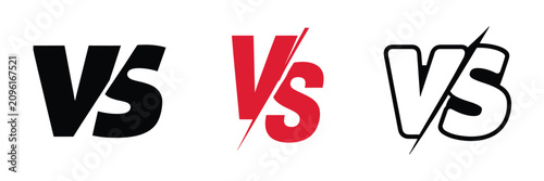 Foto Versus VS icon collection featuring bold typography and dynamic symbols represen