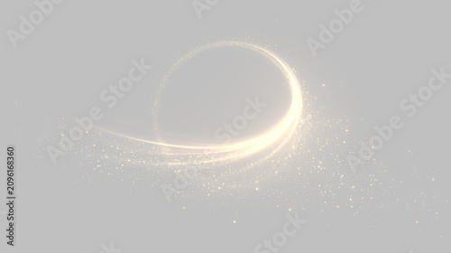 Bild auf Leinwand Swirling gold light with a glowing orb on a transparent background showing motio