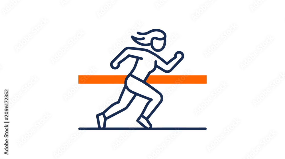 Fototapeta premium A minimalist vector illustration of a female athlete crossing a finish line