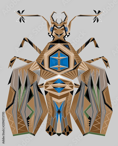 Stylized beetle made in geometric low polygonal style