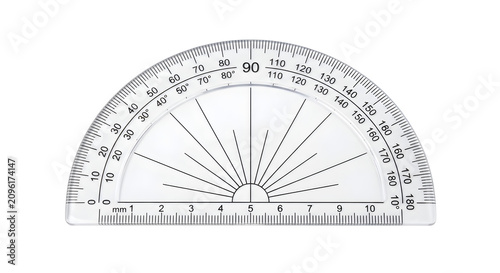Obraz na płótnie Clear plastic protractor for measuring angles in geometry