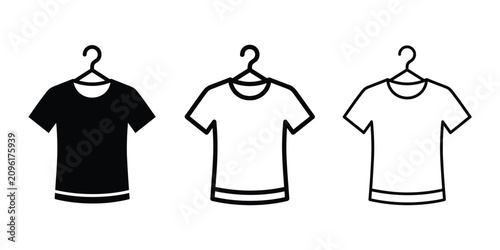 Tableau sur toile Clothing on hanger icon silhouette vector outline and line art