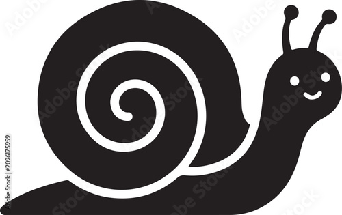 Foto Cute snail silhouette vector illustration and funny spiral shell gastropod icon