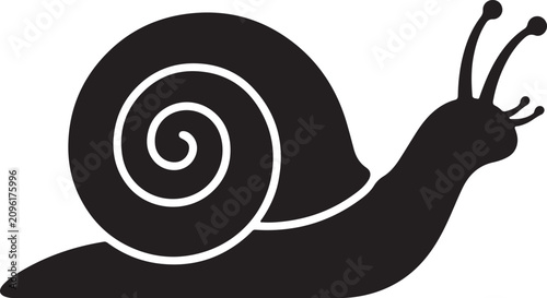 Billede på lærred Cute snail silhouette vector illustration and funny spiral shell gastropod icon