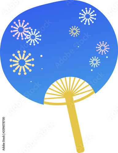 扇子のアイコンのイラスト　花火