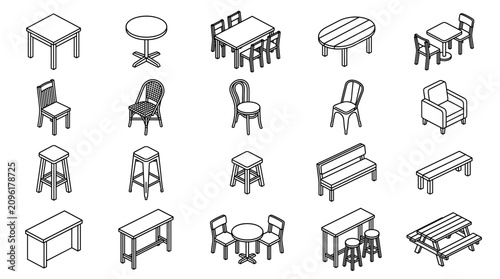 Isometric Furniture Icon Set
