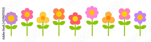 Cute flowers icons collection border. Design elements vector illustration.