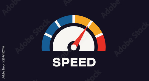 Speedometer gauge with red needle.