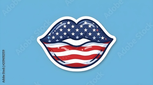 Vibrant Patriotic Lips Cartoon Design American Flag Motif Fourth of July Decoration