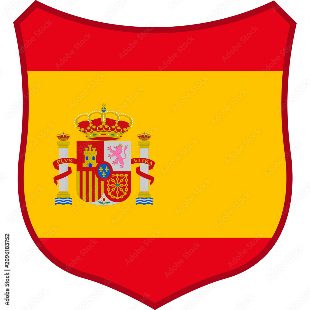 Obraz premium Spain Football Shield Flag Vector Illustration