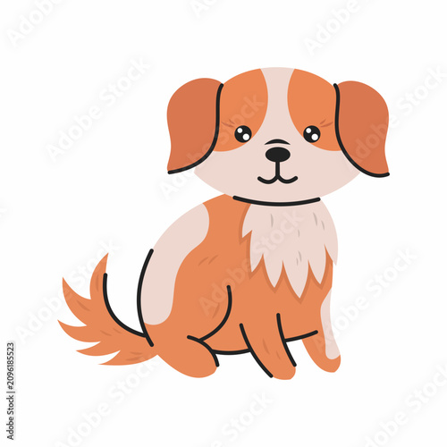 Funny cute puppy. Simple graphics and soft lines. Cute illustration with pet on white background.