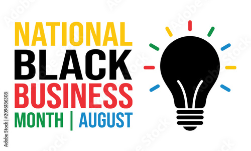 national black business month august awareness design with light bulb icon and typography