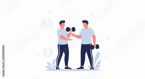 Personal Trainer Assisting Client with Dumbbell Workout