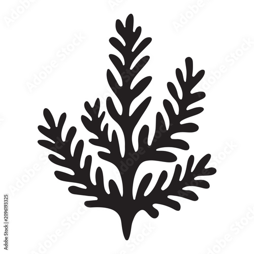Minimalist fern leaf graphic symbol nature vector icon silhouette illustration on a white background