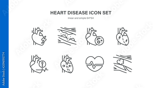 Bild auf Leinwand Simple Set of Heart Disease Related Vector Line Icons
