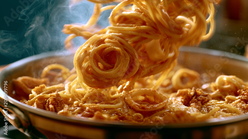 delicious dish of carbonara pasta